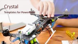  Presentation with drone - Beautiful presentation theme featuring aircraft assembly - installation of drone backdrop and a  colored foreground