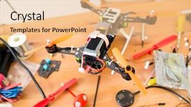  Presentation with home schoolng teens - Audience pleasing presentation theme consisting of aircraft assembly - installation the drone at home backdrop and a  colored foreground