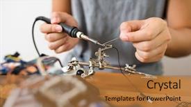  Presentation with welding - PPT theme with aircraft assembly - man welding the wire background and a  colored foreground