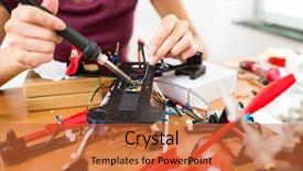  Presentation with welding - Beautiful presentation design featuring aircraft assembly - welding on drone backdrop and a red colored foreground