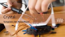  Presentation with welding - Beautiful slide set featuring aircraft assembly - welding the component of drone backdrop and a  colored foreground