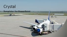  Presentation with aircraft - Presentation theme having aircraft being loaded background and a light blue colored foreground