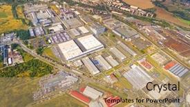  Presentation with czech republic - Presentation design consisting of aircraft bird - aerial view to industrial zone background and a coral colored foreground