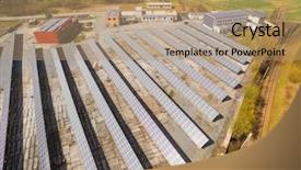  Presentation with power plant industrial - Slides enhanced with aircraft bird - aerial view to solar power background and a coral colored foreground