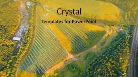  Presentation with power plant industrial - Slide deck enhanced with aircraft bird - aerial view to solar power background and a gold colored foreground