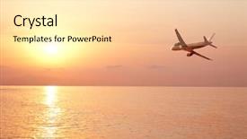  Presentation with fly - PPT theme featuring aircraft bird - airplane fly over sea background and a lemonade colored foreground
