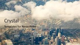  Presentation with houston - PPT theme featuring houston texas cityscape view from aerial view airplane background and a ocean colored foreground