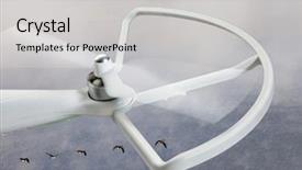  Presentation with drone quadcopter - Presentation theme with aircraft bird - rotating propeller of a white background and a light gray colored foreground