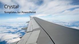  Presentation with airplane - Cool new presentation theme with aircraft carrier - airplane wing in the blue backdrop and a light blue colored foreground