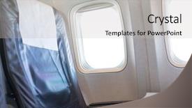  Presentation with airplane a320 - Amazing PPT theme having aircraft carrier - interior of airplane backdrop and a light gray colored foreground