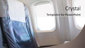  Presentation with airplane - Colorful presentation design enhanced with aircraft carrier - interior of airplane backdrop and a light gray colored foreground