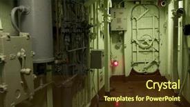  Presentation with navy ship - Amazing theme having aircraft carrier - locked ship hatch metal door backdrop and a tawny brown colored foreground
