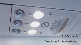  Presentation with aircraft cabin - Amazing presentation theme having aircraft carrier - overhead light and air conditioner backdrop and a light gray colored foreground