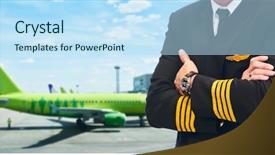  Presentation with air plane - Presentation featuring aircraft carrier - passenger air service pilot background and a sky blue colored foreground