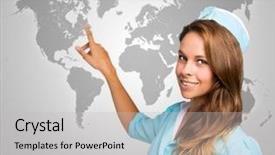  Presentation with aircraft - Beautiful theme featuring aircraft carrier - portrait of a smiling stewardess backdrop and a light gray colored foreground