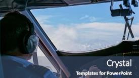  Presentation with cockpit - Amazing PPT theme having aircraft carrier - rear view of pilot backdrop and a ocean colored foreground