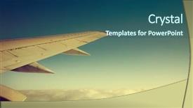  Presentation with airplane - Theme consisting of aircraft carrier - wing of an airplane background and a ocean colored foreground