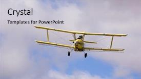 Presentation with crop duster - Amazing PPT theme having aircraft-crop duster spraying fields backdrop and a lemonade colored foreground