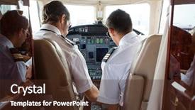  Presentation with cockpit - PPT theme having airplane instrument panel - rear view of pilot background and a tawny brown colored foreground