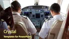  Presentation with private jet - Amazing presentation design having cockpit of private jet backdrop and a tawny brown colored foreground