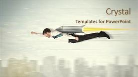  Presentation with business jet - Beautiful presentation theme featuring aircraft design - superhero business man flying backdrop and a cream colored foreground