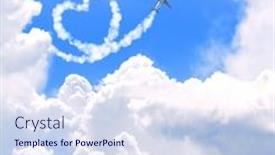  Presentation with love heart - PPT layouts enhanced with aircraft-draw-a-heart background and a sky blue colored foreground