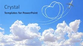  Presentation with heart love - Colorful slide deck enhanced with aircraft-draw-a-heart backdrop and a light blue colored foreground