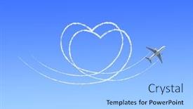  Presentation with heart love - Presentation theme having aircraft-draw-a-heart background and a light blue colored foreground