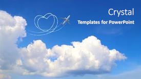  Presentation with route - Presentation design with aircraft-draw-a-heart background and a teal colored foreground