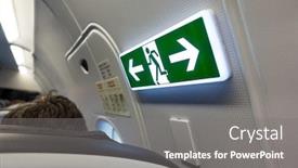  Presentation with emergency - Amazing presentation design having aircraft-emergency-exit-sign backdrop and a gray colored foreground