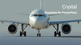  Presentation with aircraft engine - Beautiful PPT theme featuring aircraft engine - commercial airliner taxiing with neutral backdrop and a gray colored foreground