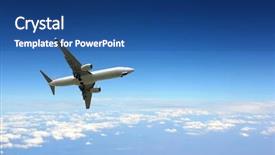  Presentation with jet plane - PPT layouts featuring aircraft engine - jet plane above clouds background and a ocean colored foreground