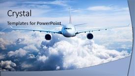  Presentation with aircraft engine - Slides consisting of aircraft engine - passenger airliner flying background and a light blue colored foreground