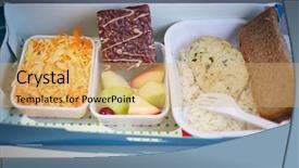  Presentation with rice cake - Beautiful PPT layouts featuring inflight food service - fresh breakfast in container backdrop and a yellow colored foreground