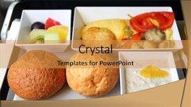  Presentation with lunch - PPT theme with airline - lunch in airplane - seafood background and a gold colored foreground