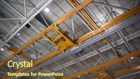  Presentation with crane - Slide set having aircraft hydraulics - airplane production factory overhead crane background and a tawny brown colored foreground