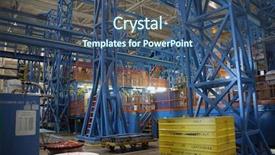  Presentation with factory - Colorful slides enhanced with aircraft hydraulics - airplane production factory production jig backdrop and a  colored foreground