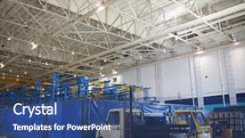  Presentation with aerospace - PPT theme with aircraft hydraulics - inside aerospace production facility shipping background and a  colored foreground