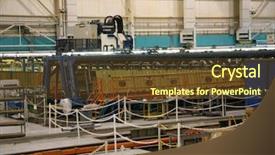  Presentation with aerospace - Colorful slide deck enhanced with aircraft hydraulics - inside aerospace production facility backdrop and a  colored foreground