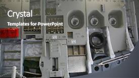  Presentation with aerospace - Slides featuring aircraft hydraulics - inside aerospace production facility background and a  colored foreground