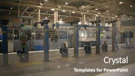  Presentation with aerospace - Colorful PPT theme enhanced with aircraft hydraulics - inside aerospace production facility backdrop and a  colored foreground