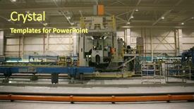  Presentation with aerospace - PPT theme enhanced with aircraft hydraulics - inside aerospace production facility background and a  colored foreground