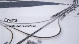  Presentation with winter road and branch - Amazing slide deck having transportation climate change - aerial view on road landscape backdrop and a lemonade colored foreground