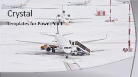  Presentation with machinery - Slide set enhanced with serving machinery on snowy airfield background and a light gray colored foreground