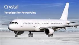  Presentation with landing plane at an airport - Theme featuring deicing - airport and white plane background and a teal colored foreground