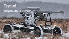  Presentation with soviet - Colorful slides enhanced with cannon historical reenactment of wwii backdrop and a gray colored foreground