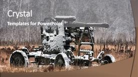  Presentation with soviet - Presentation theme having cannon historical reenactment of wwii background and a gray colored foreground