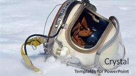  Presentation with satellite - Presentation featuring airplane satellite - soviet pilot military helmet background and a lemonade colored foreground