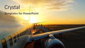  Presentation with airport - Slide set consisting of aircraft in airport at sunset background and a blonde colored foreground