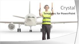  Presentation with aircraft - Slide deck with aircraft-marshaller-signaling-with-wands background and a white colored foreground